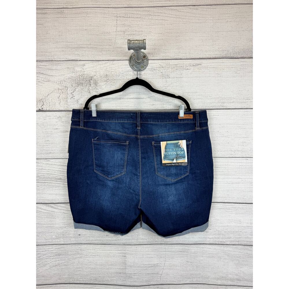 Royalty For Me Dark Indigo Roll-Cuff Denim Shorts, 6.5" Inseam - Picture 6 of 7